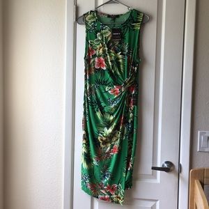 Tropical print twist front dress